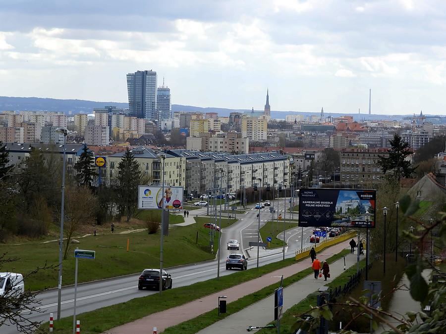 Widok z ulicy Duńskiej na Szczecin.