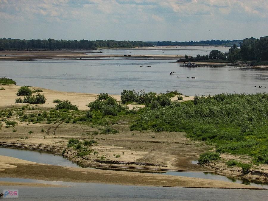 Wisła poprzetykana piaszczystymi łachami