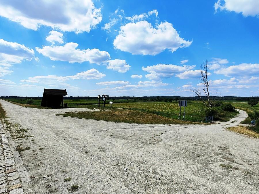 Rowerem Przez Polder Północny - śluza i skrzyżowanie dróg