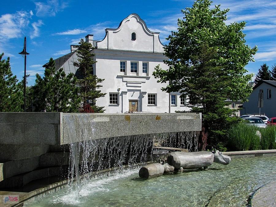 Hipopotamy i budynek łaźni miejskiej