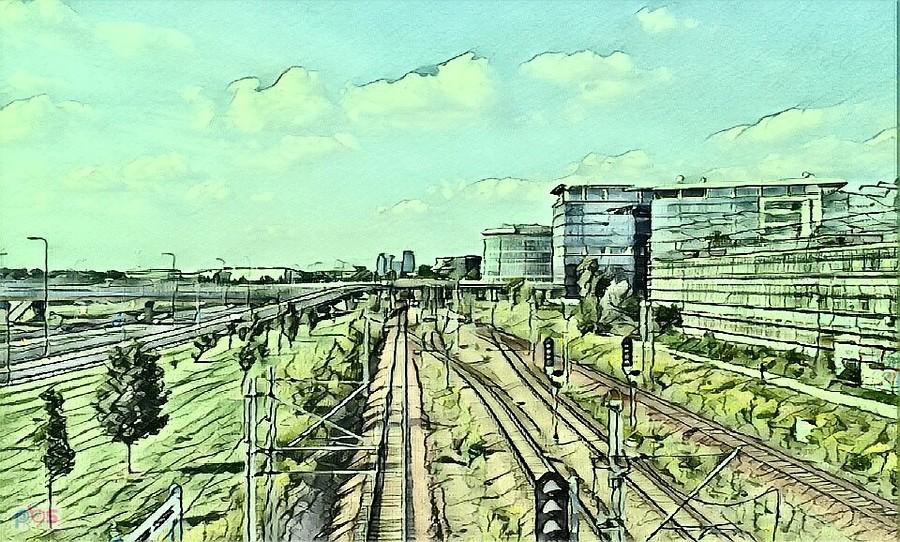 Premia górska na Cybernetyki widok w stronę city z klimatami kolejowymi
