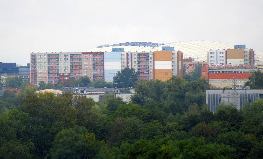 Stadion miejski i osiedle Kopernika z oddali, Poznań