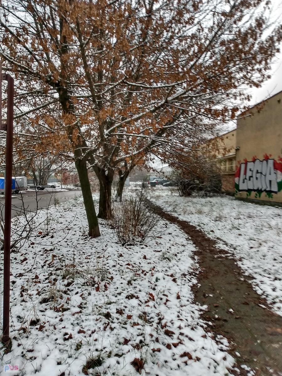 Śnieżna ścieżka w mieście