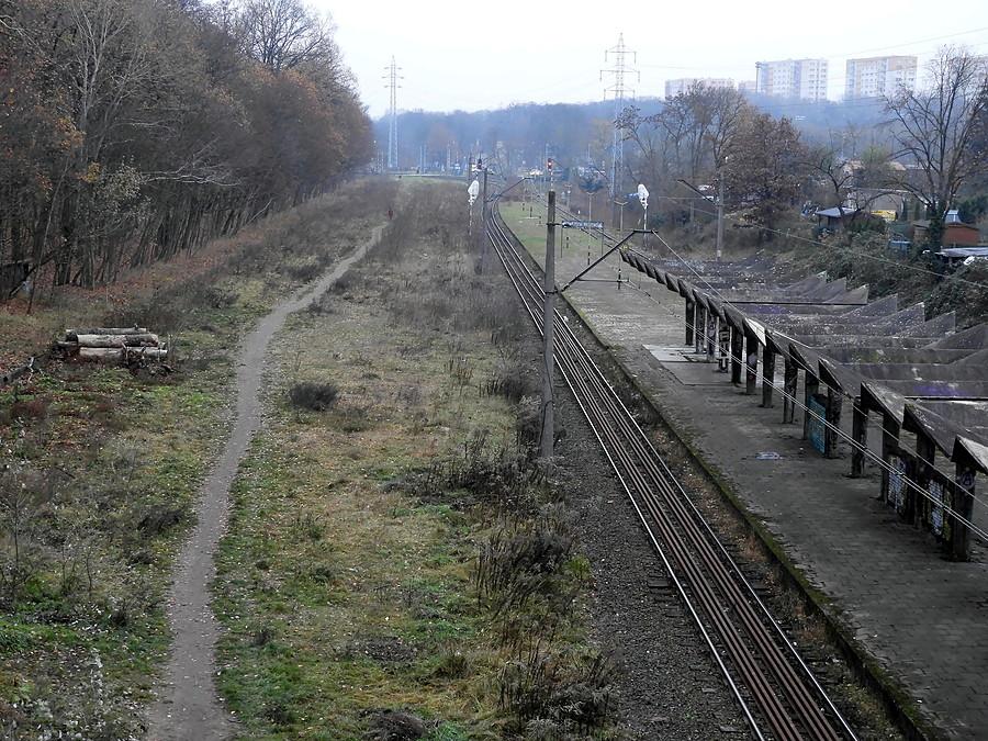 Widok z wiaduktu na ulicy Mickiewicza.