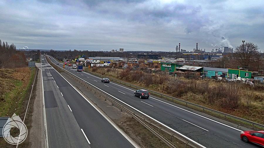 Dąbrowa Górnicza z jakiegoś wiaduktu