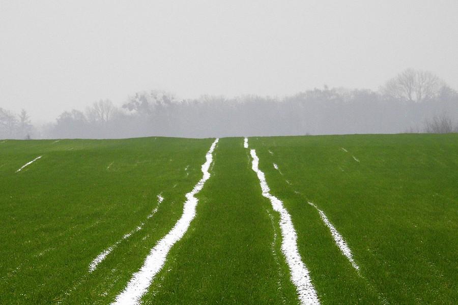 Śnieżne paski na polu