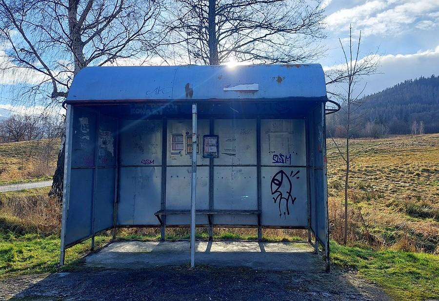 Poznański Pan Peryskop spotkany na przystanku w Miłkowie