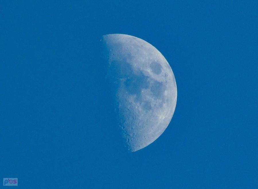 Połówka księżyca w promieniach słońca