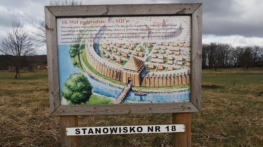 Wały podgrodzia od strony dawnego koryta Warty.