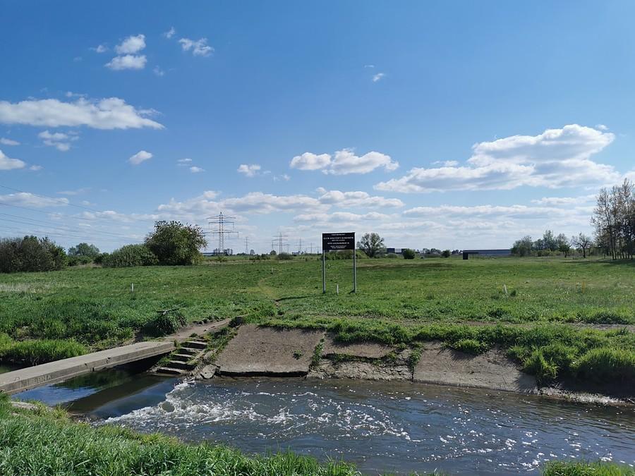 Rzeczka Raszynka a za nią pole golfowe