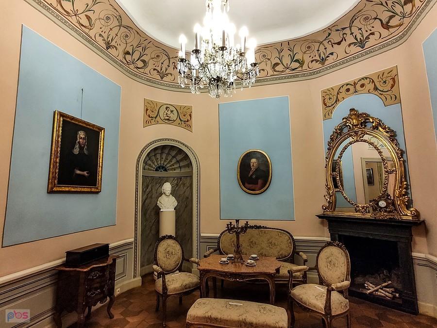 Pałac w Dobrzycy - salon z ptakami