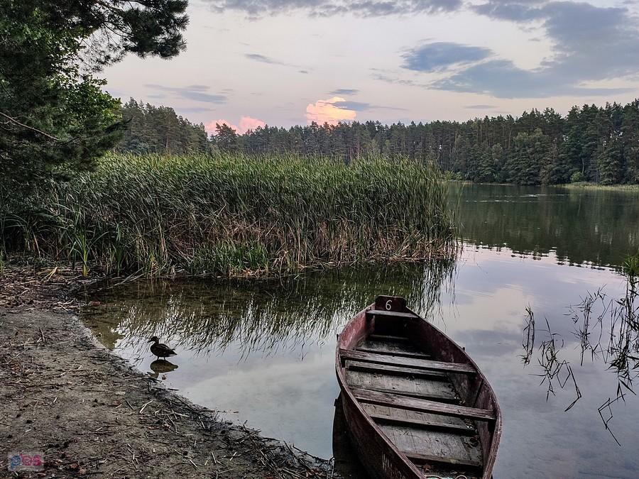 W chmurach odbija się zachodzące słońce