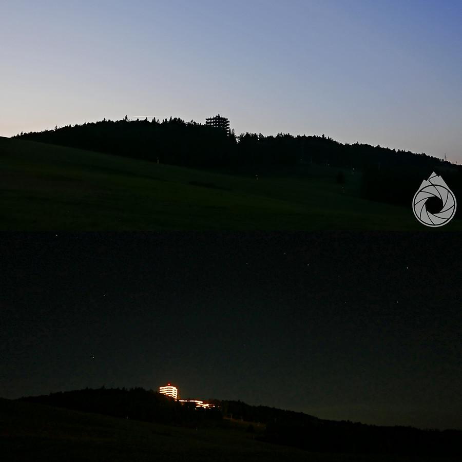 ścieżka w koronach za dnia i nocą