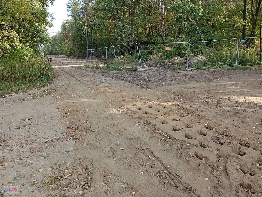 Leśna droga w trakcie prac drogowych