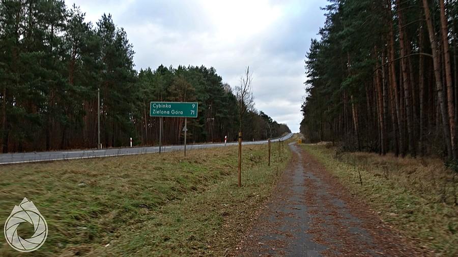 trochę zaniedbana ścieżka rowerowa wzdluż DK29 na Zieloną Górę