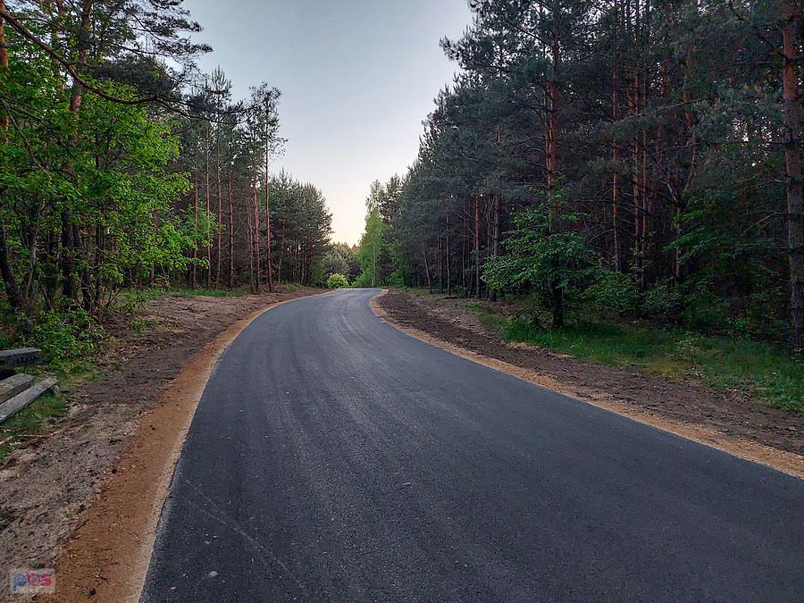 Zaskoczenie - wyasfaltowana droga z Żarek Letniska do Wysokiej Lelowskiej - widok za plecami