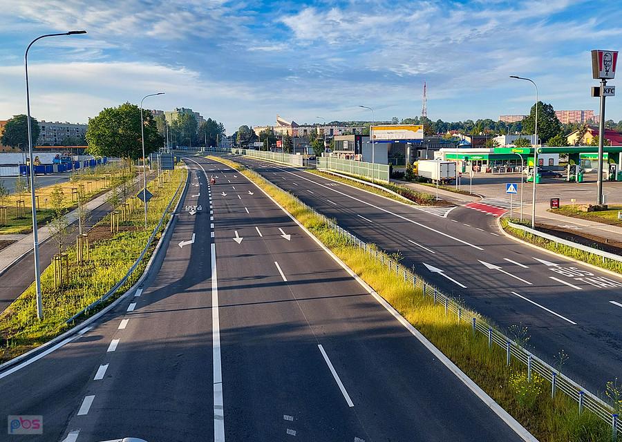 DK 91 - widok z kładki przy ulicy Okrzei.