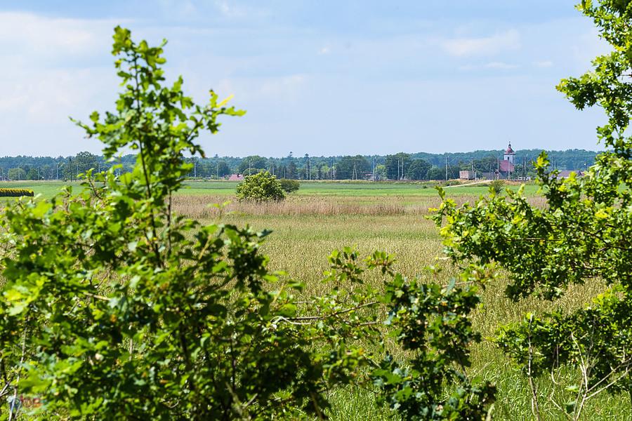 Bizja, Kochanowice, widok na miejscówkę do której zmierzam, w tle kościół Świętego Wawrzyńca.