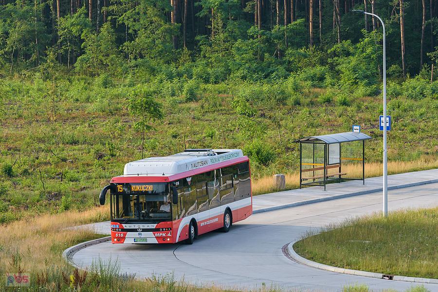 Autosan M10LFE #516 odjeżdża z pętli przy ul. Korfantego - Huta Wydział Transportu