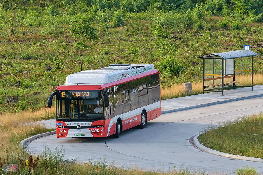 Autosan M10LFE #516 odjeżdża z pętli przy ul. Korfantego - Huta Wydział Transportu
