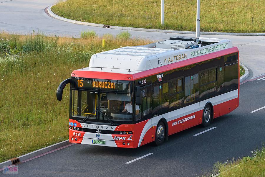 Autosan M10LFE #516 odjeżdża z pętli przy ul. Korfantego - Huta Wydział Transportu