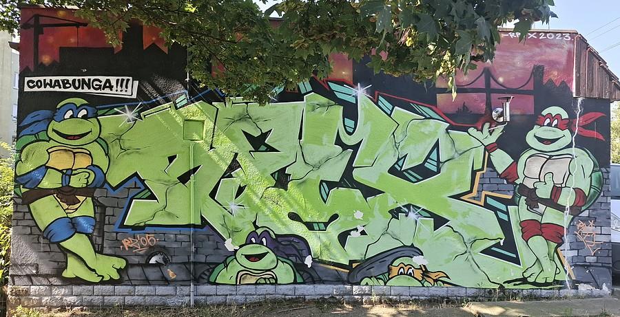 Mural z Żółwiami Ninja
