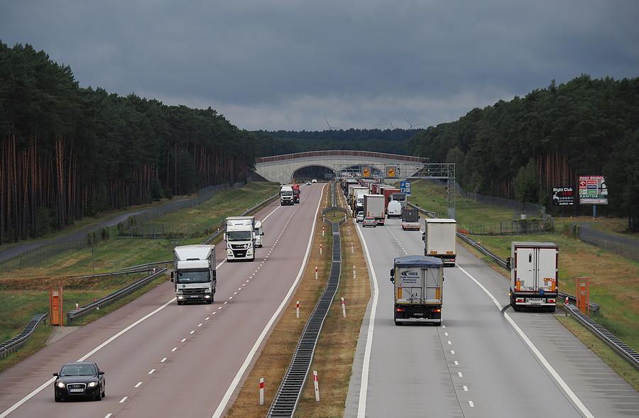 Autostrada A2 i już widoczny korek do Świecka