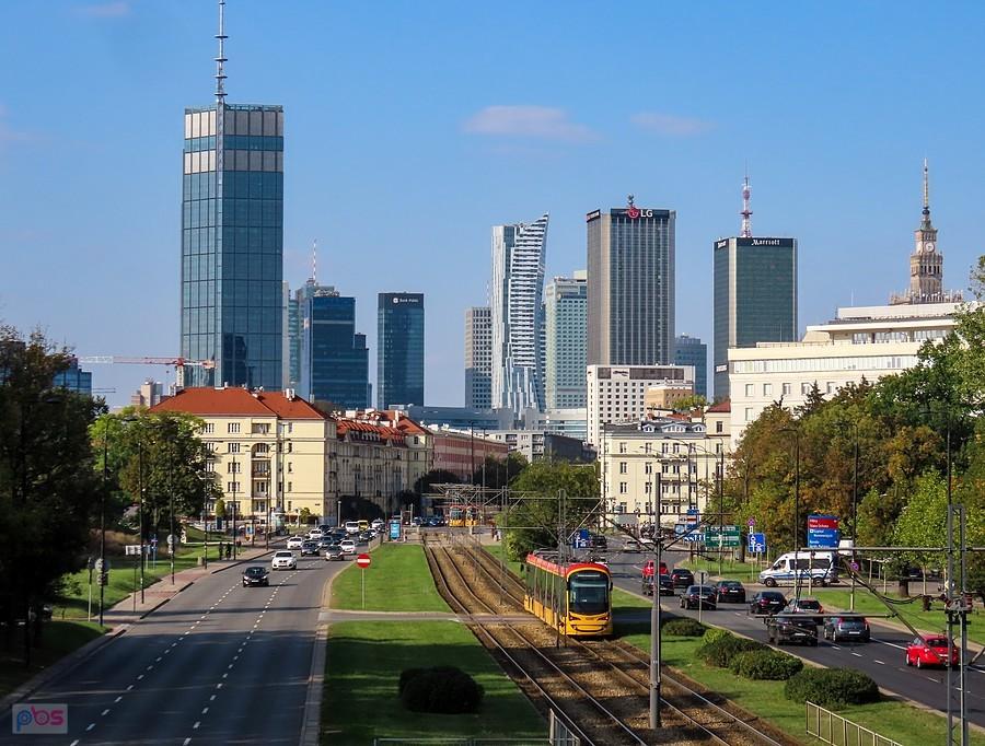 Panorama z kładki nad al. Niepodległości