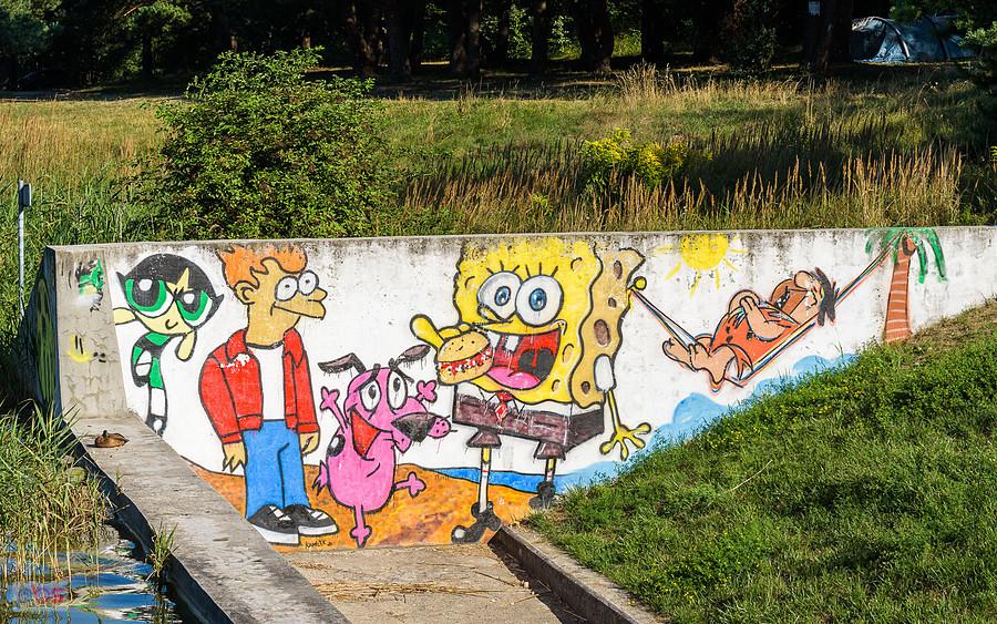 Mural obok zalewu "Dzibice"