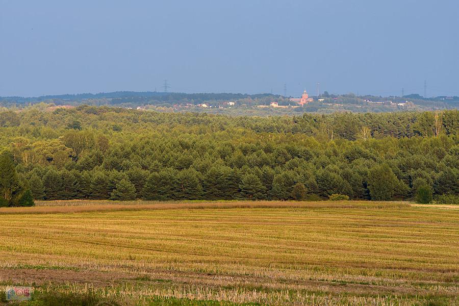 Myszków, dzielnica Mrzygłódka - widok w kierunku zawierciańskiej dzielnicy Blanowice i Sanktuarium Miłosierdzia Bożego i Św. Krzyża
