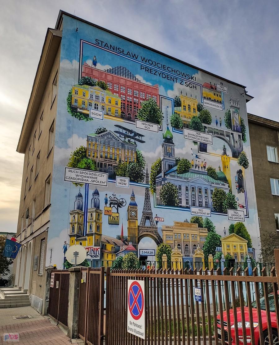 Mural na budynku administracyjnym SGH