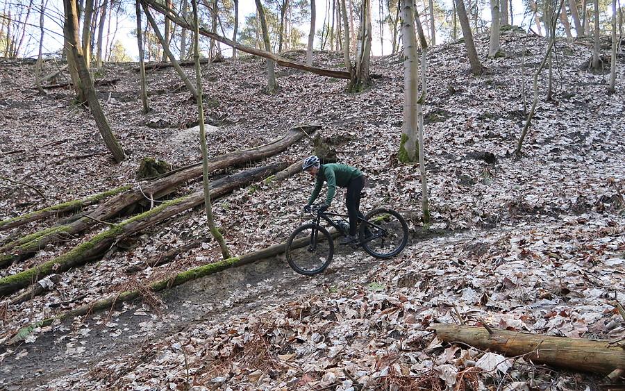 Na fragmencie starej i zapomnianej ścieżki zjazdowej w sporym zagłębieniu