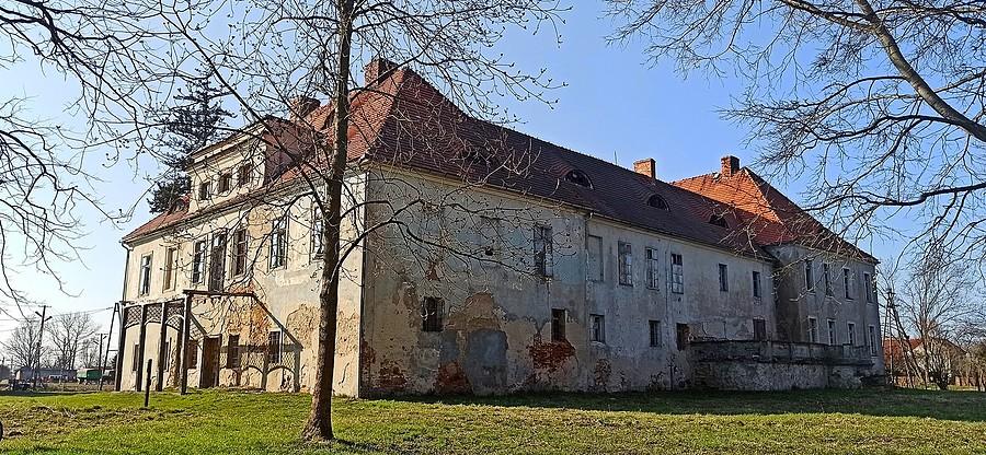 Pałac w Ręszowie. Eidok od strony parku