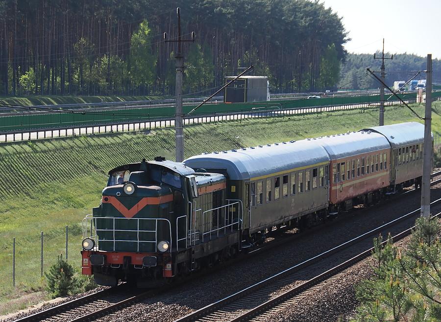 Pociąg turystyczny Kowal, na obwodnicy kolejowej Rzepina