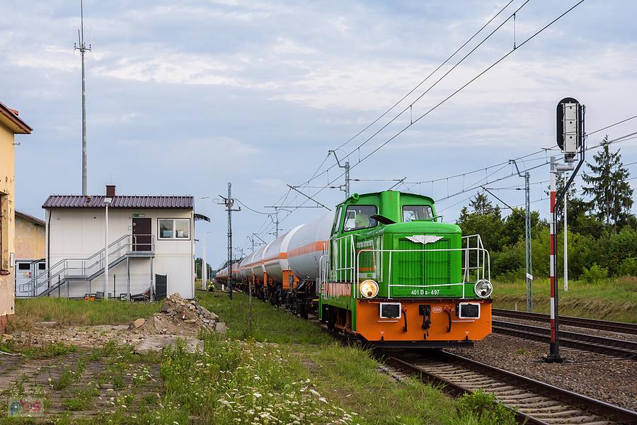 401Da-497 "Małgosia" manewruje na terenie stacji Brzeźnica nad Wartą, linia D29-146.