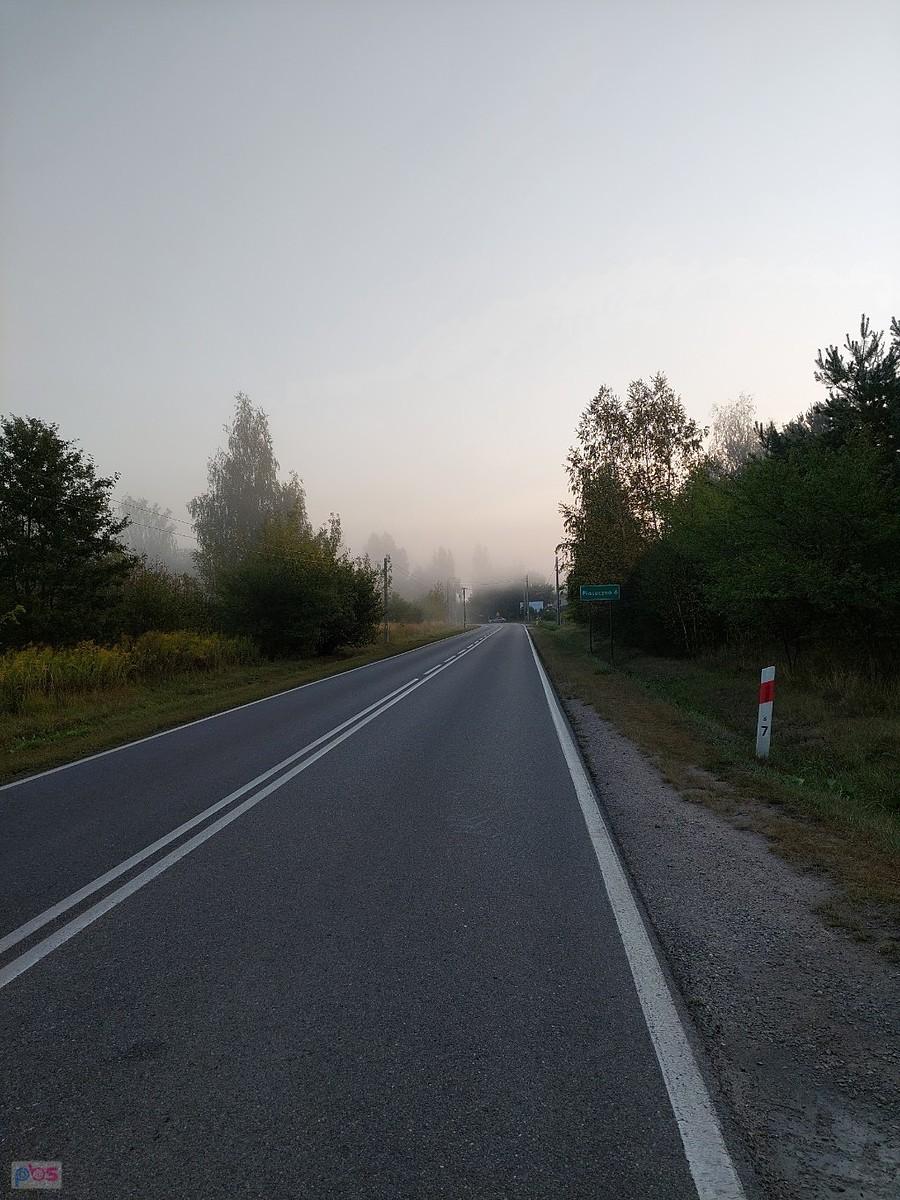 Poranek na drodze 727 wjazd do Jazgarzewa