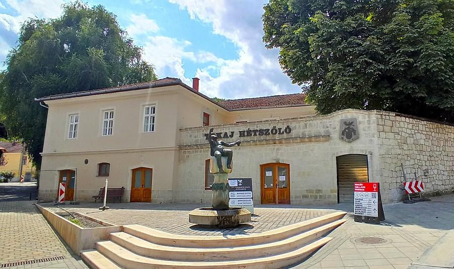 Historyczne piwnice Rakoczego w Tokaju i fontanna Bachusa