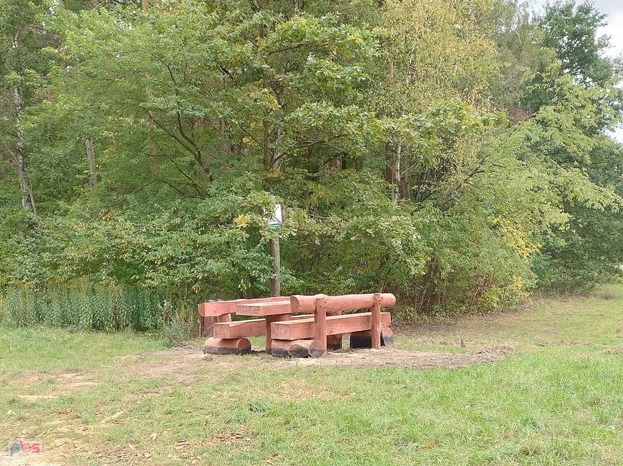 Nowe ławeczki przy leśnej drodze