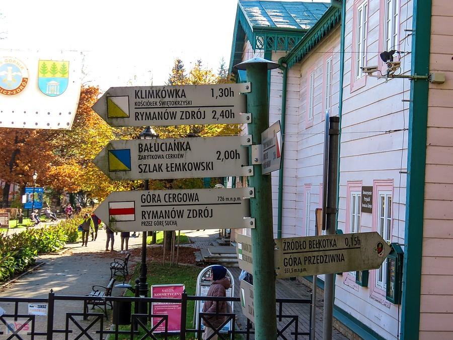Tabliczki szlakowe przy Domu Zdrojowym