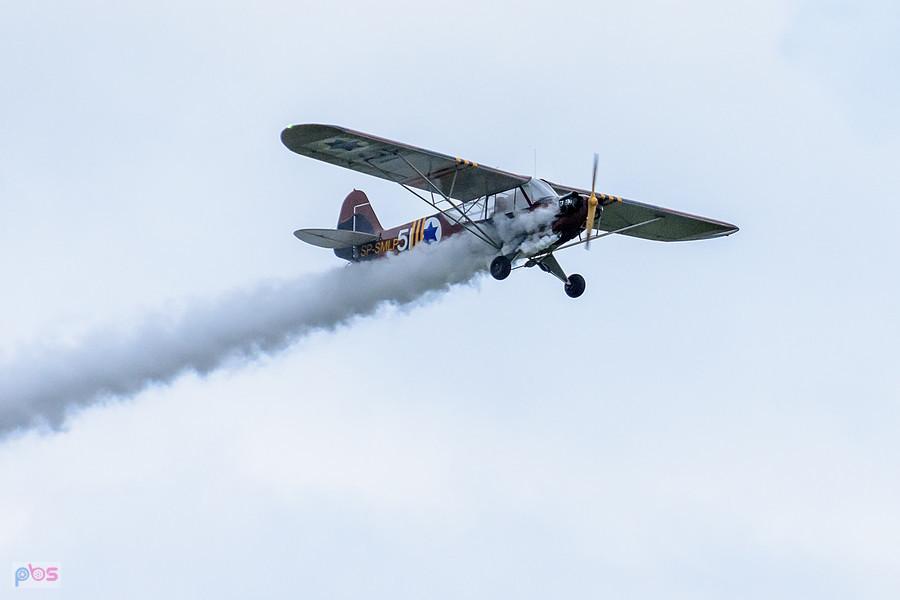 Piper L-4J Cub #SP-SMLP z roku 1944 - trening przed AirShow Rudniki, pilot Szymon Tomaszewski