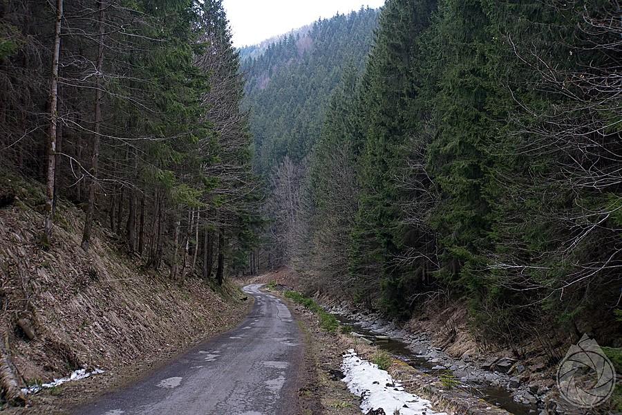 boczna droga wzdłuż potoku Řečice