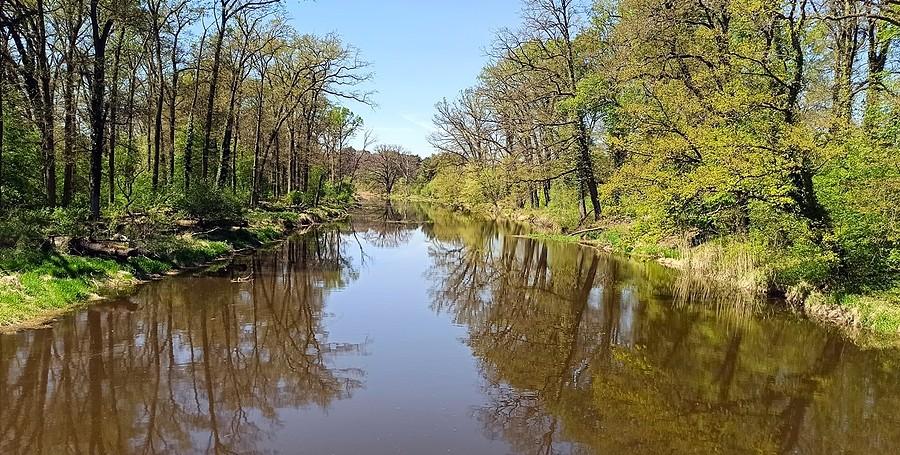 Widok na Barycz z mostu w Ryczeniu