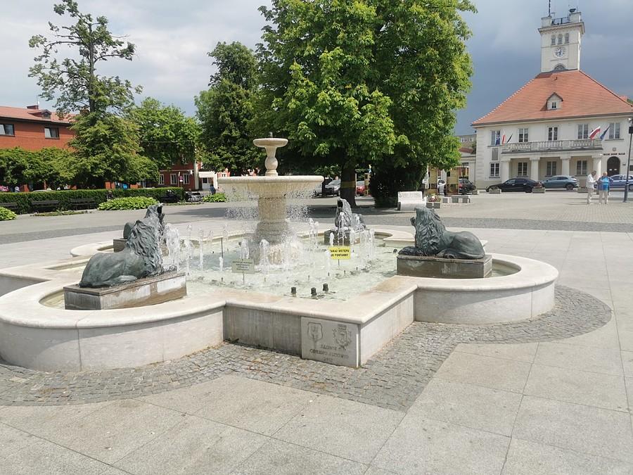 Fontanna i ratusz w Błoniu