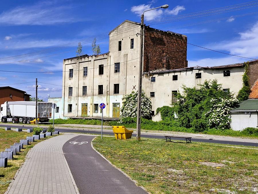 Koniec ścieżki w sladzie wąskotorówki w Rogowie
