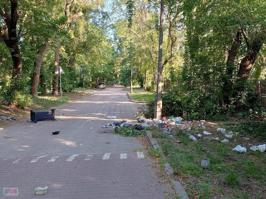 Dziki, czy ludzie? Wywrócone kosze, wysypane śmieci na Boernerowie